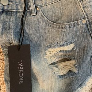 RACHEAL distressed denim blue Jean shorts jr med/small